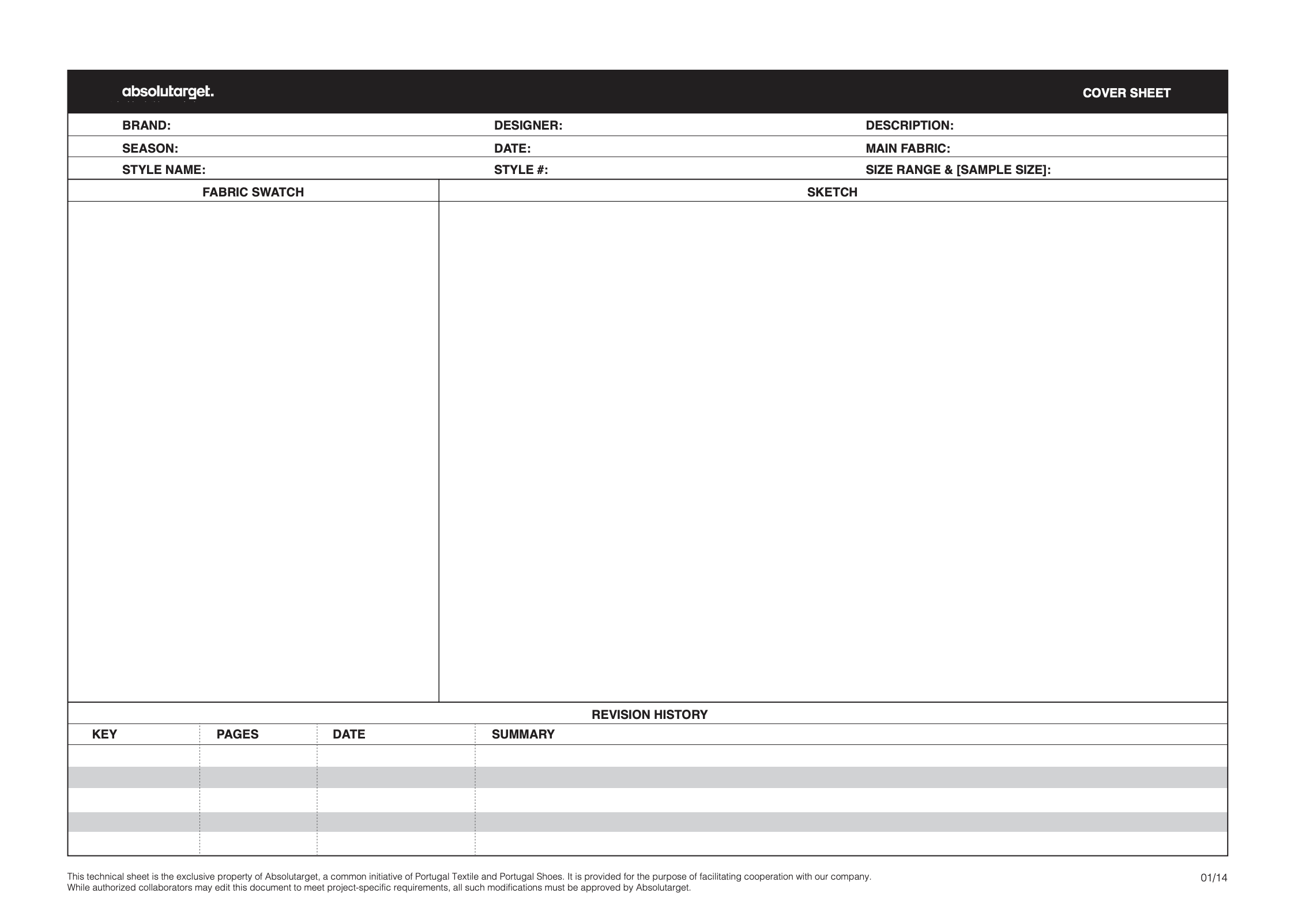 Example of a shoe technical sheet