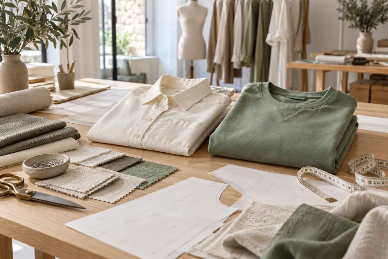 Fabric samples selected for collection development — AI-generated illustration