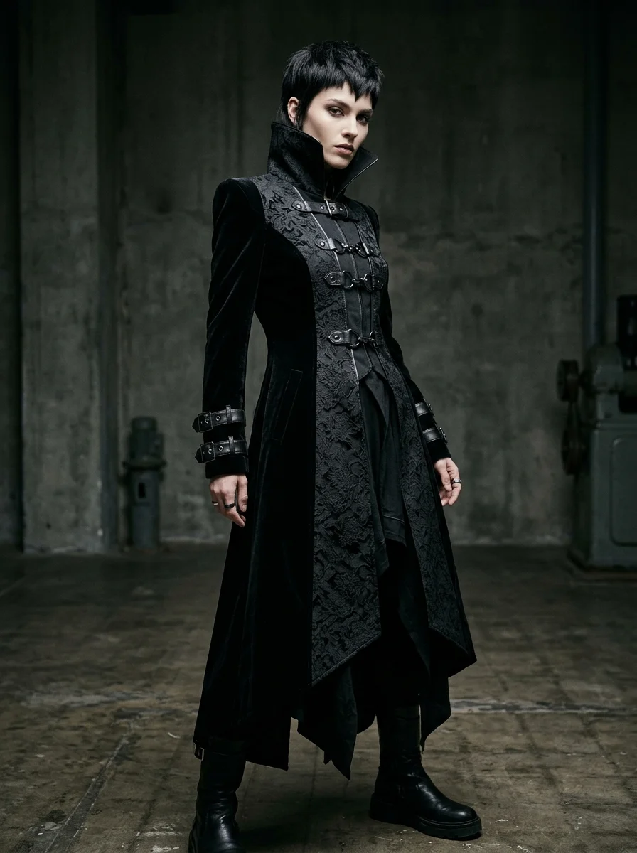 Gothic and darkwear luxury tailored coat manufactured in Portugal by Portugal Textile