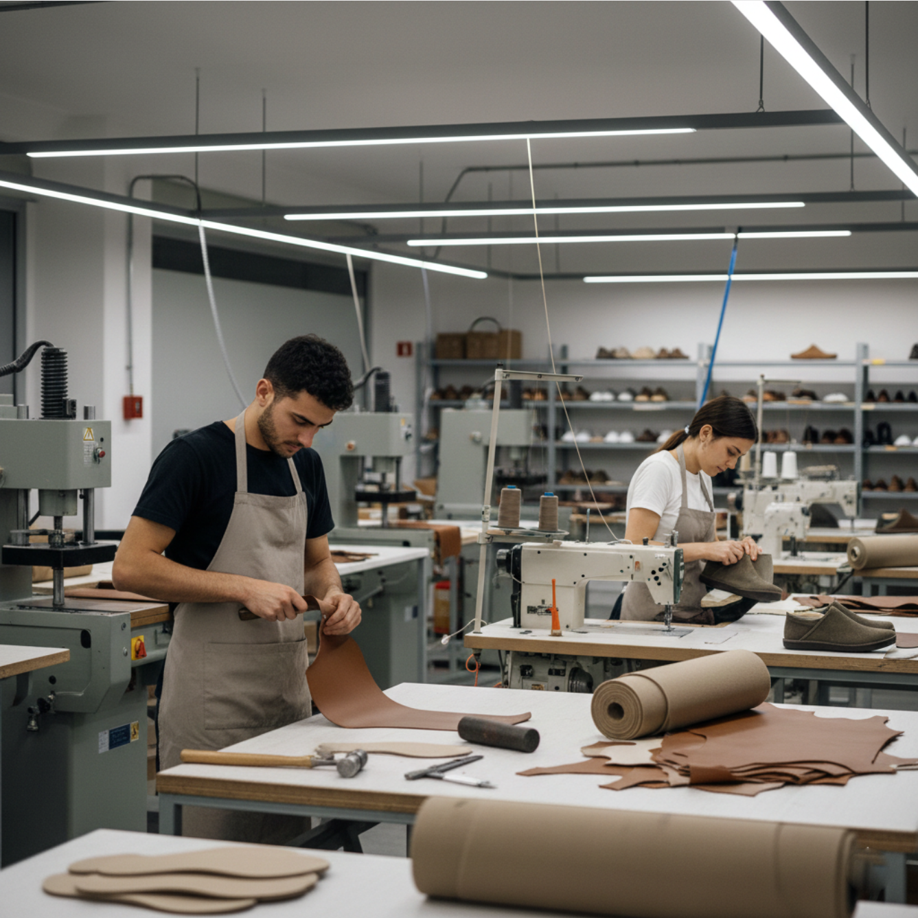 Indoor shoes factory production in Portugal