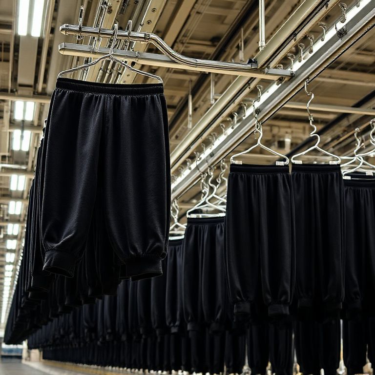 Sweatpants in a warehouse