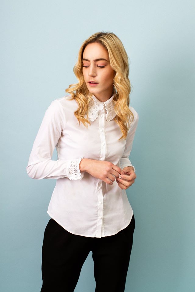 girl with modern white shirt