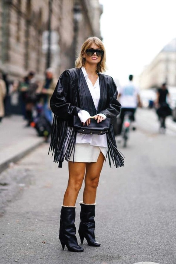 Before You Start Shopping: The Fall Winter Trends You Need To Know. Black jacket with fringes.