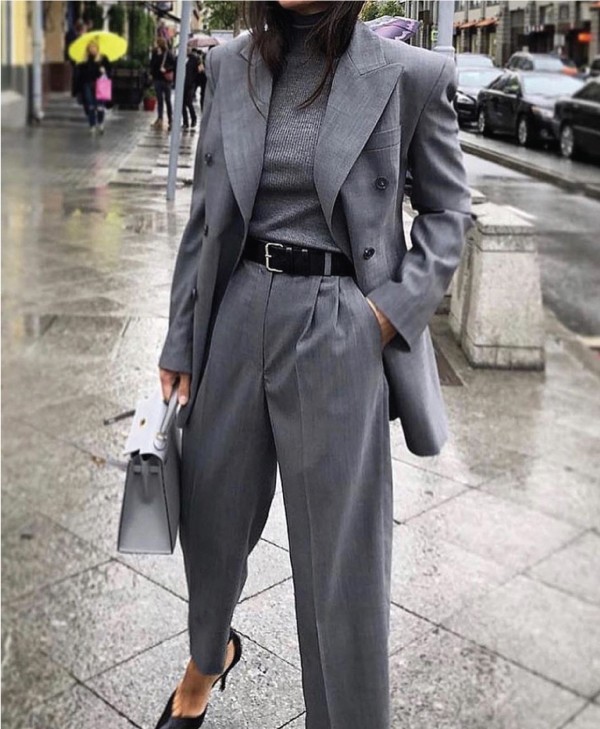 The Best Grey Suits You Will Ever Find. Wide pants and fitted blazer.
