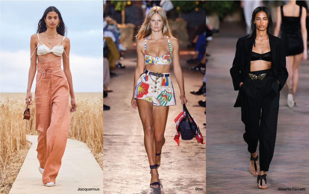 Fashion Trends Seen On Spring 2021 Runways. Flawless Bralette: looks from Jacquemus, Etro and Alberta Ferretti.