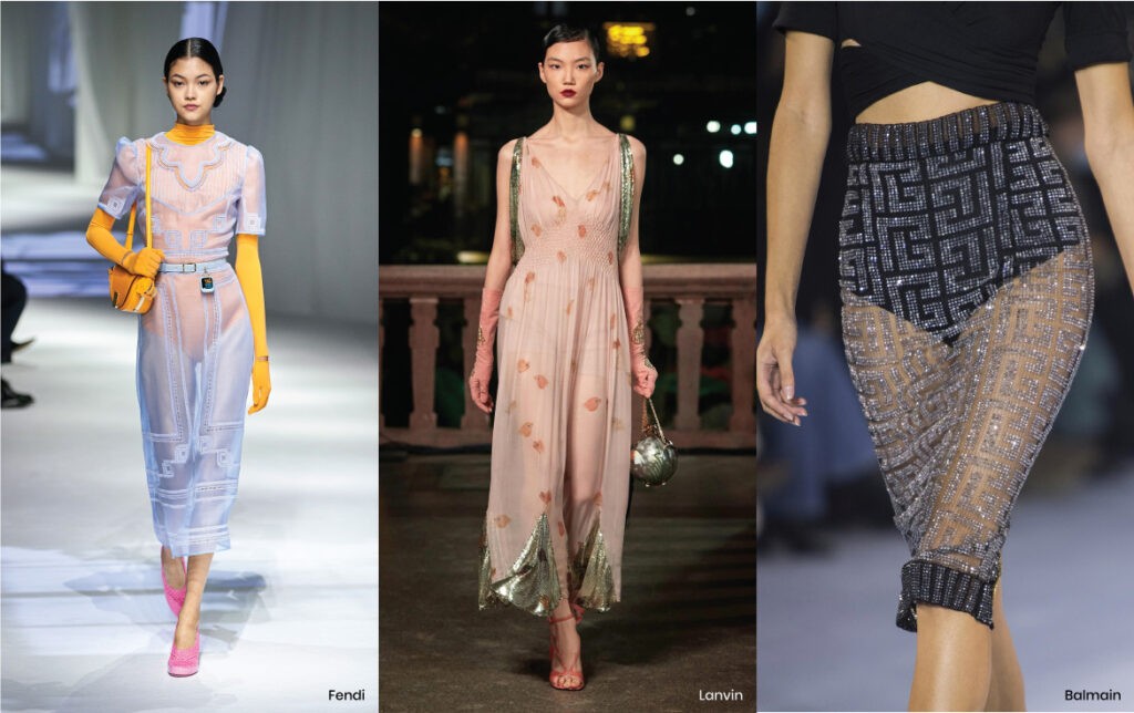 Fashion Trends Seen On Spring 2021 Runways. Light Fabrics: looks from Fendi, Lanvin and Balmain.