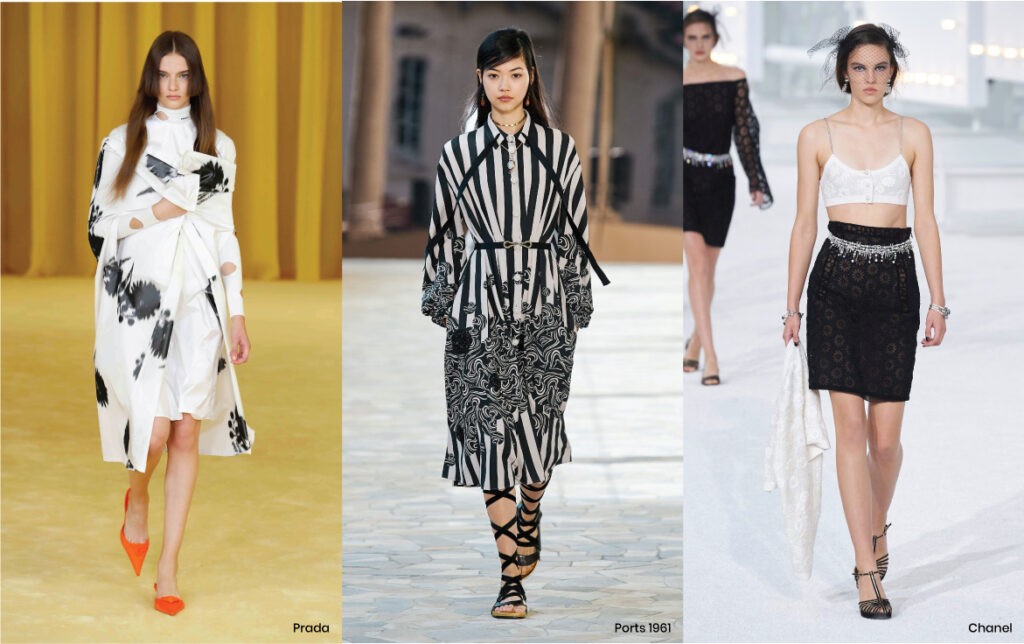 Fashion Trends Seen On Spring 2021 Runways. Monochrome Power: looks from Prada, Ports 1961 and Chanel.