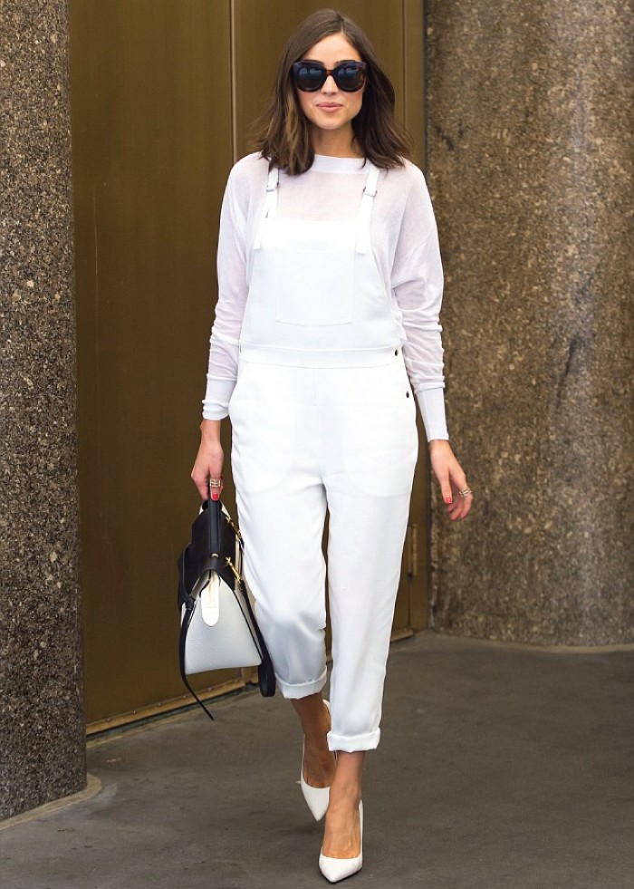 The Piece To Wear If You're WFH Or In The Office: White Dungarees & White Blouse.