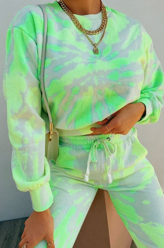 Complete Green and White Tie-Dye Outfit