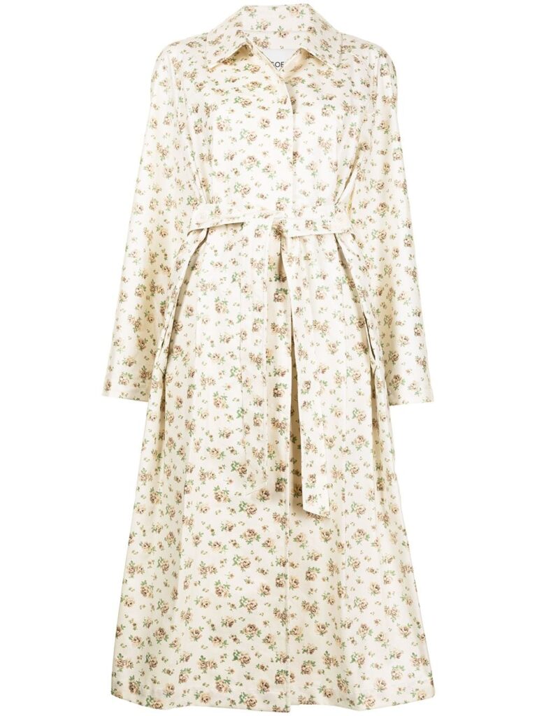 FLORAL-PRINT TRENCH COAT 
from GOEN.J