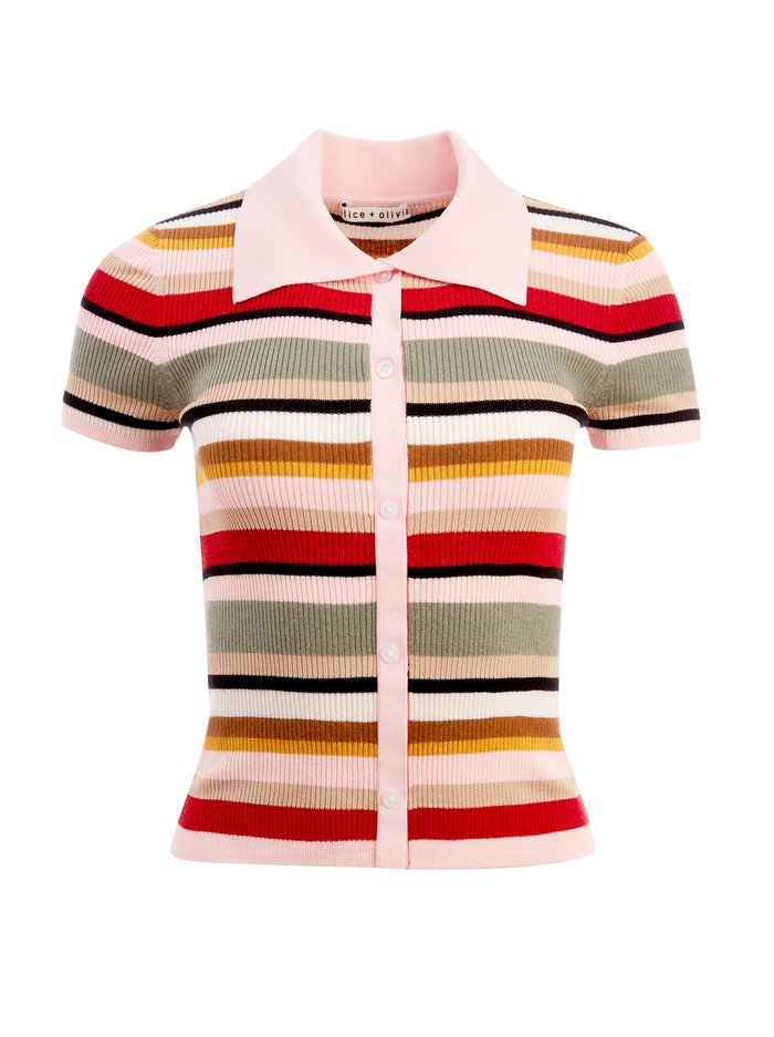 COOLLEN STRIPED BUTTON-DOWN POLO
from ALICE AND OLIVIA