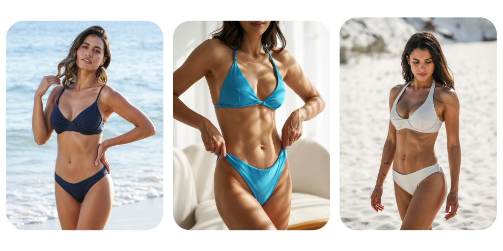 3 womens wearing swimwear manufactured in portugal