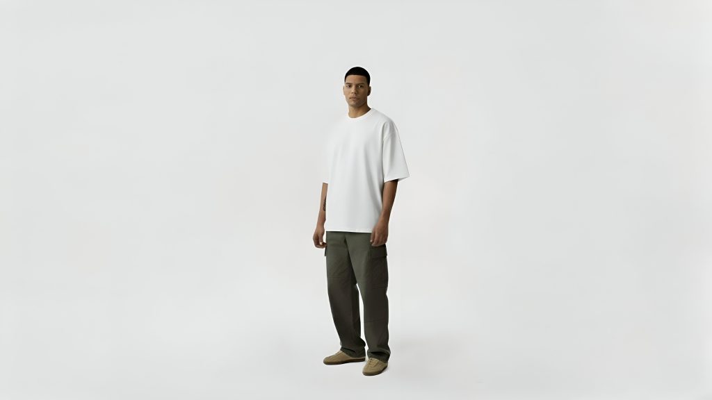 Men Wearing a Oversized White shirt made in Portugal